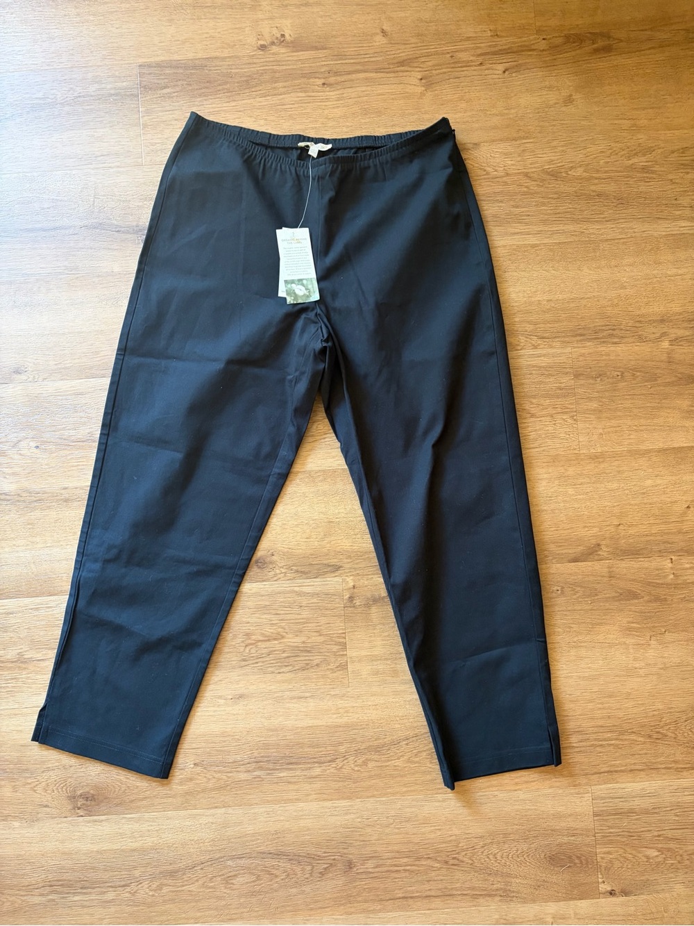 Eileen Fisher NWT Organic Cotton Slim Ankle Side Zip Pants Black Petite Medium